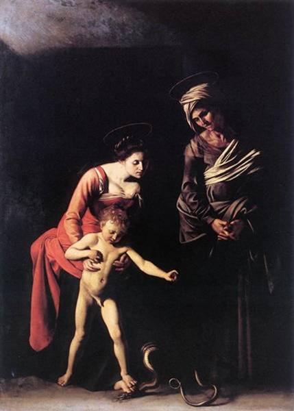 Caravaggio - Madona e Menino Jesus com Serpente
