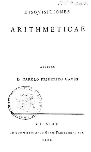 Gauss - Disquisitiones Arithmeticae