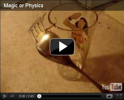 Video Experimento de Fisica - 'Equilíbrio dos talheres na borda do copo'